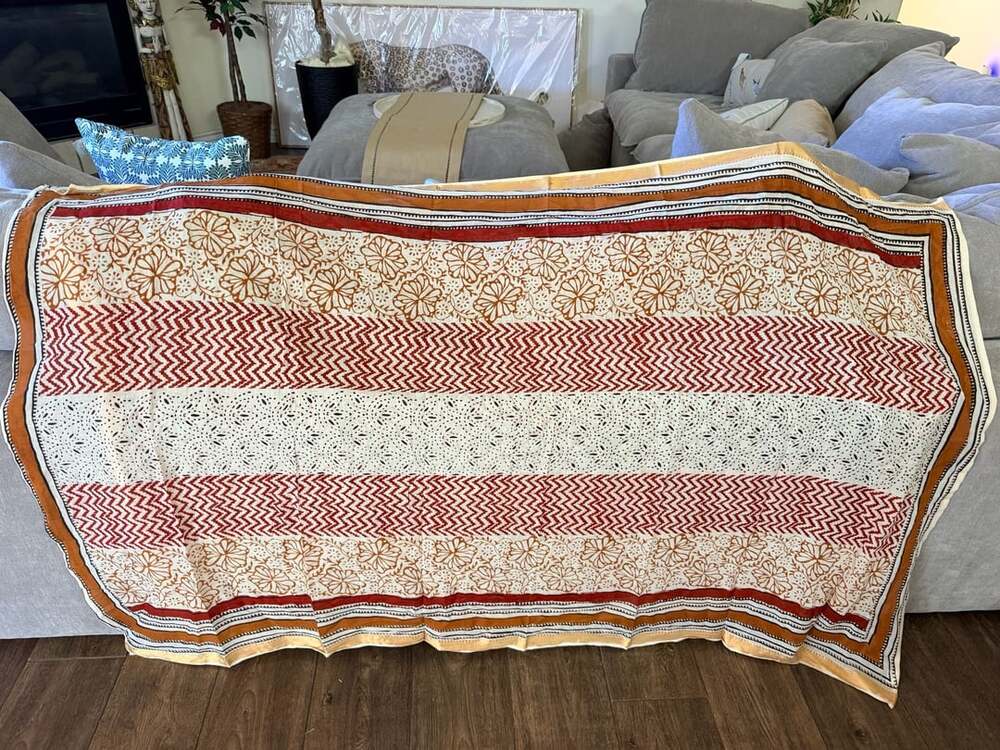Artisan Hand Block Printed Cotton Sarong Boho Beach Wrap